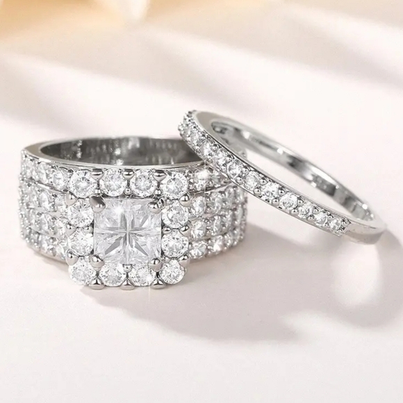 14k white gold plated  diamond ring - Picture 7 of 7